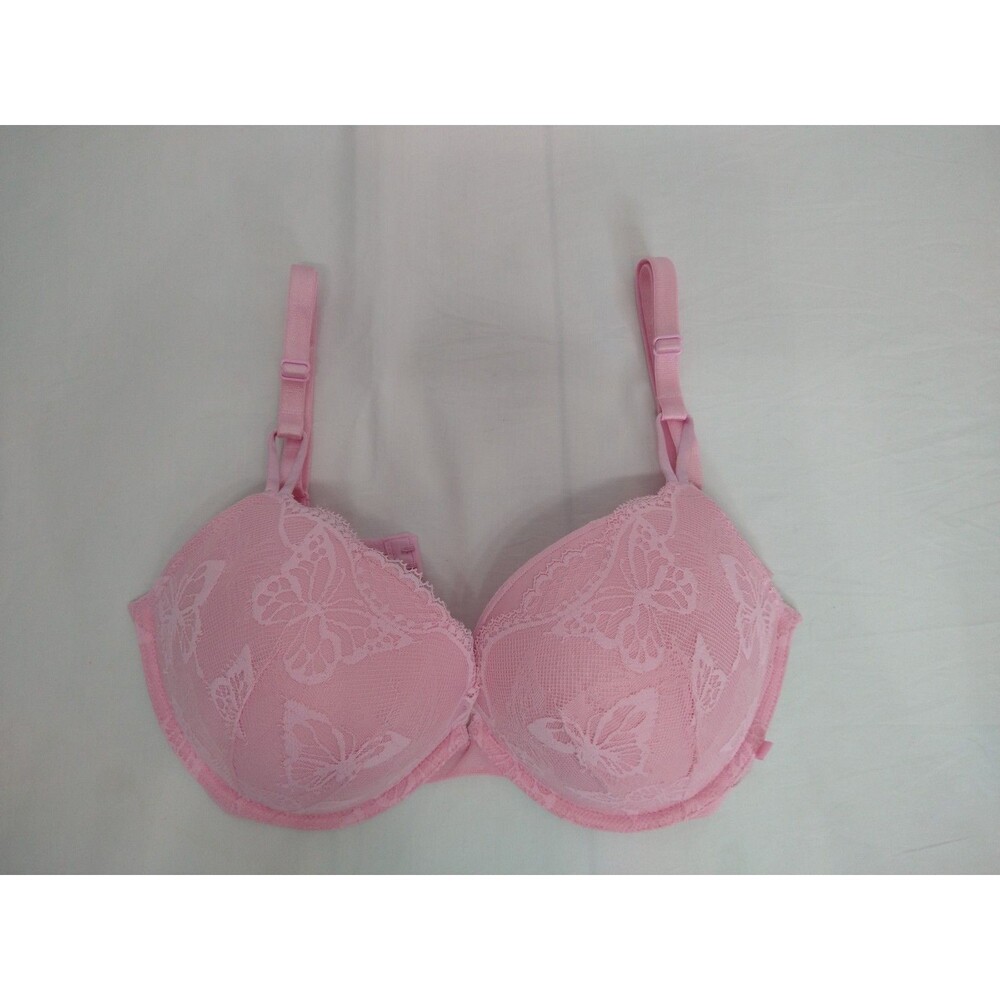 Victoria's Secret Push Up Bra Size 34DD Pink Lace Underwire
